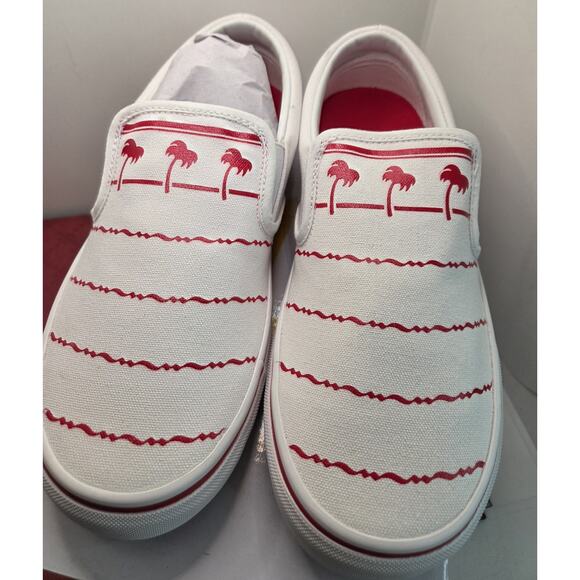 IN N OUT BURGER SLIP ONS SIZE MENS 9 WOMENS 10.5 DRINK CUP PALM TREE LIMITED ED - Picture 4 of 8